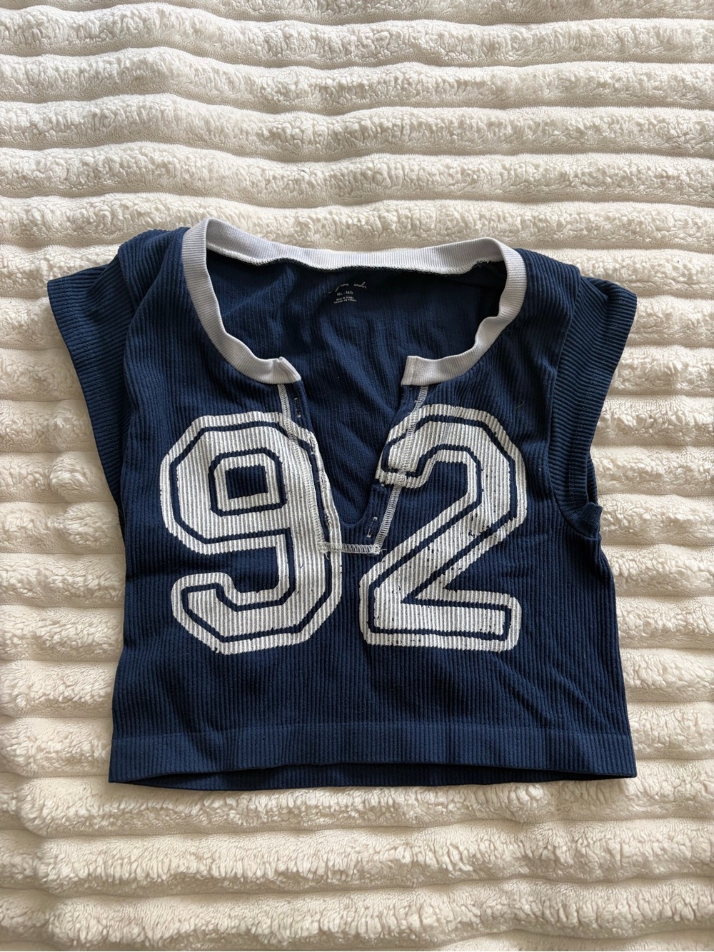Urban Outfitters Navy & White '92' Ribbed Tank Top